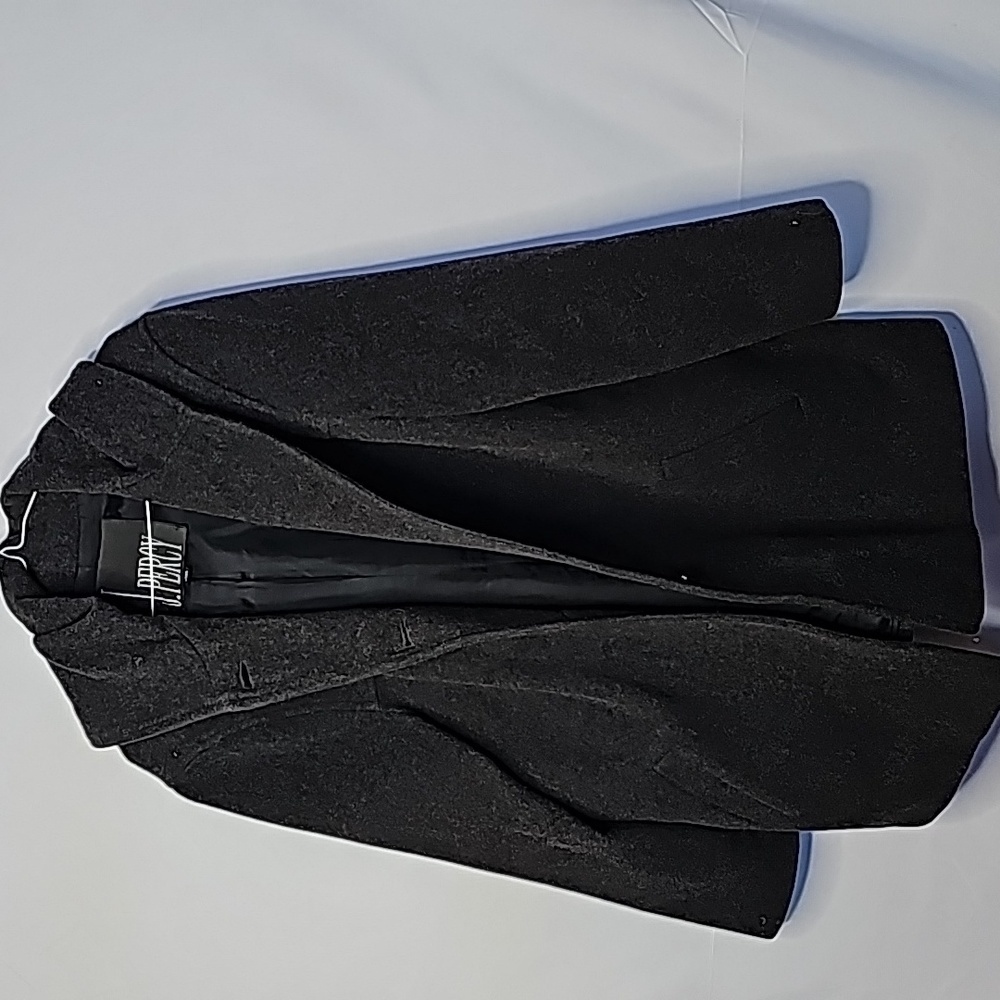J. Percy 100% merino wool gray grey breastfed hooded hoodie pea coat sz XL